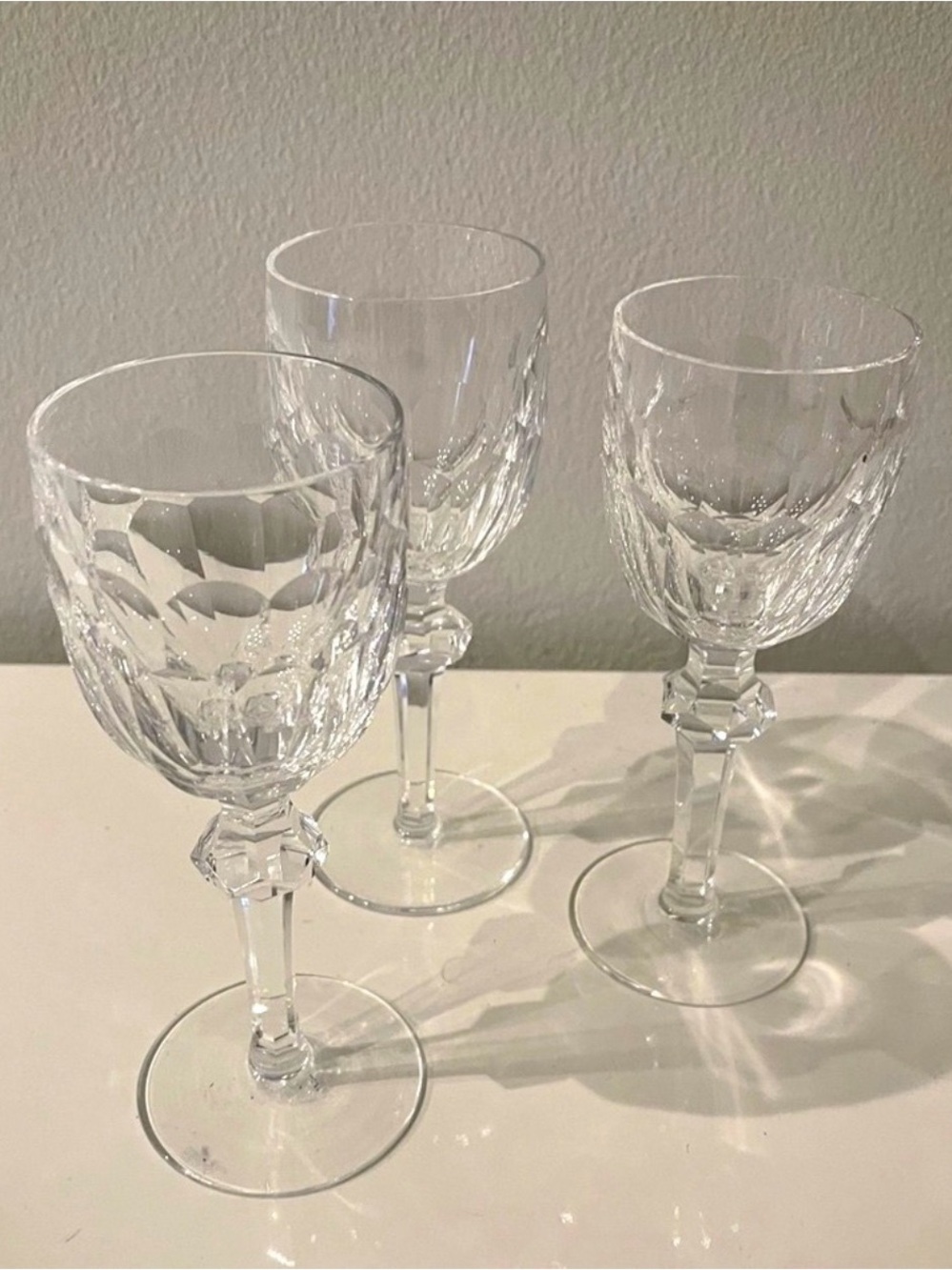 Waterford Clear Cut Crystal- Curraghmore cut panel set Wine Glasses - Set of 3